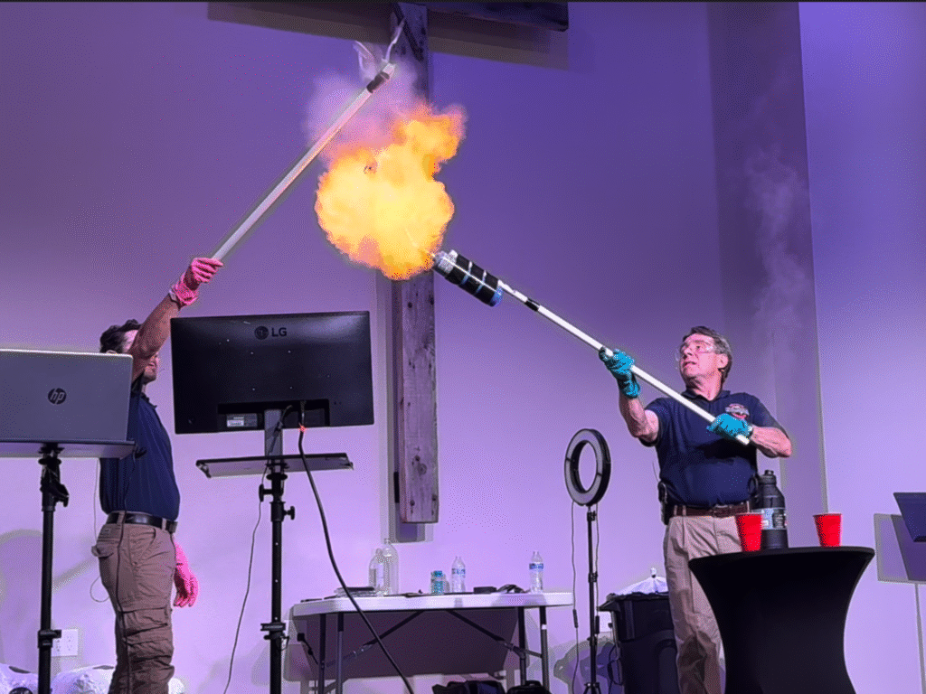 What do explosions, illusions, and the Bible have in common?

Pat Roy and Zach Paramo from the Creation Guys wove all three together in a thrilling presentation to point us to the Creator we see in the book of Genesis. Read about this and more in our May/June 2025 newsletter!